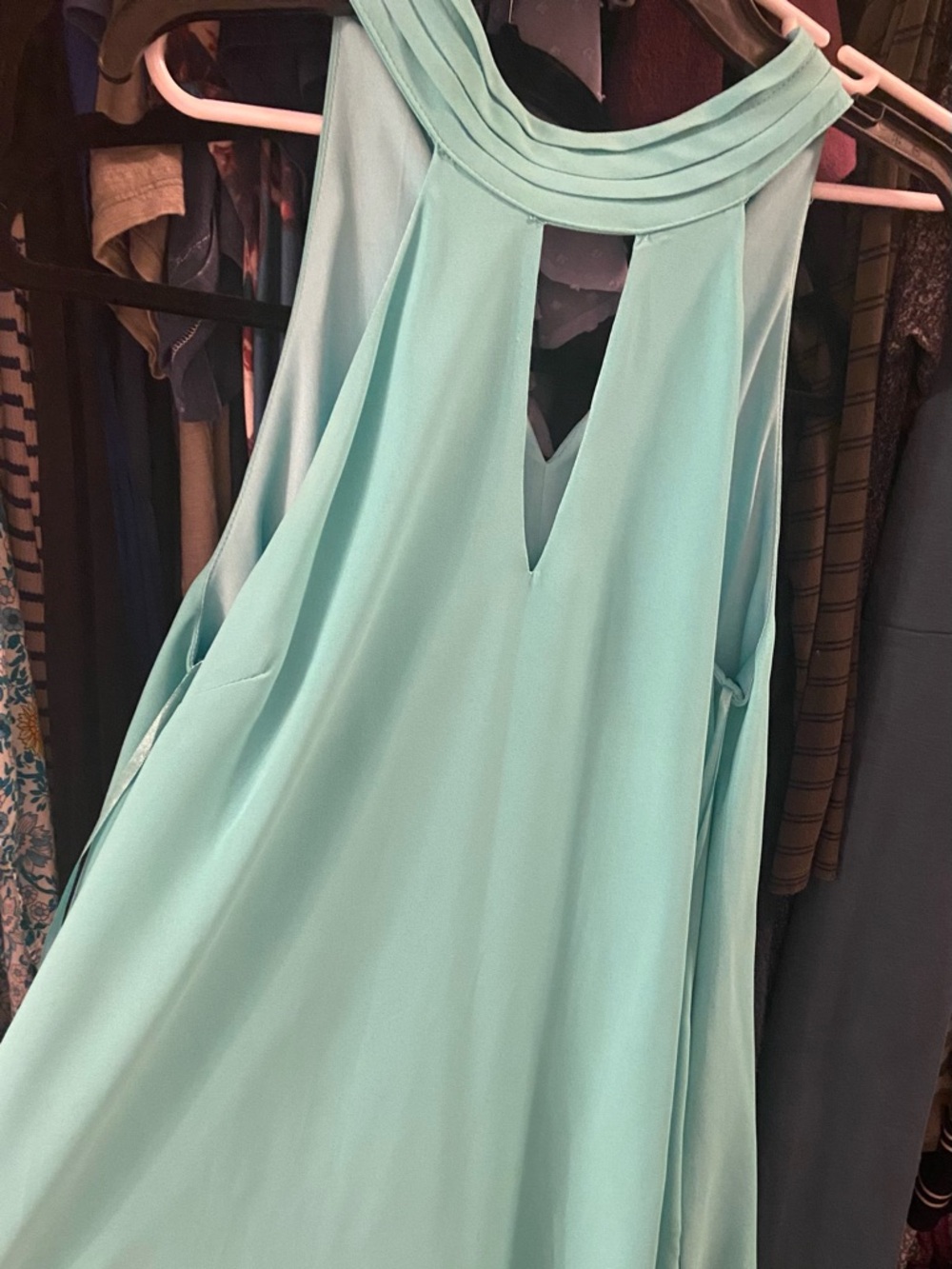 Love Riche Mint Green Halter Neck Flowing Dress